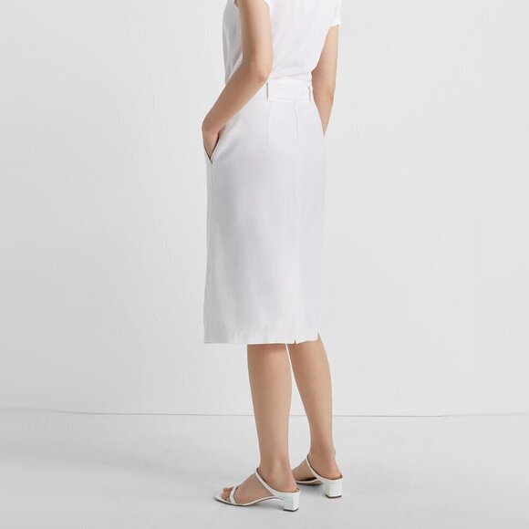 NWT Club Monaco white belted double breasted linen blend pencil skirt, 0 - Picture 5 of 9